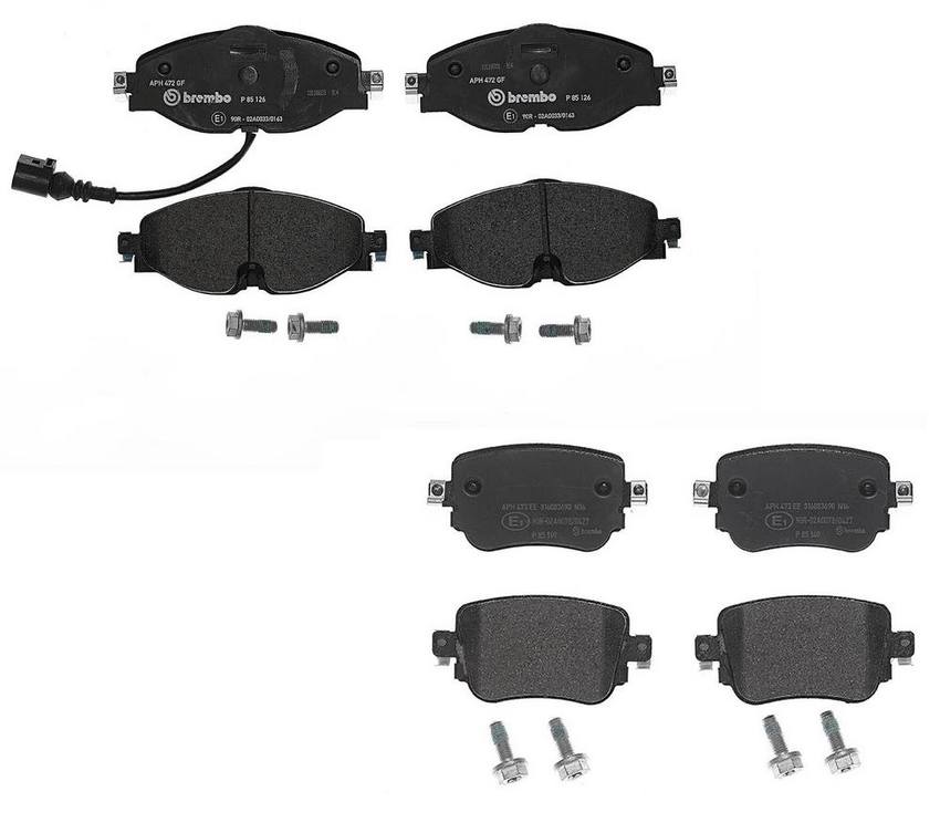 VW Disc Brakes Kit - Pads Front and Rear (Low-Met) 8V0698151G - Brembo 4045896KIT